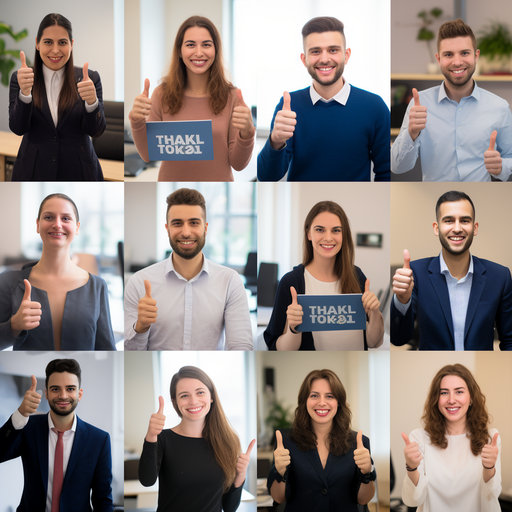 A collage of smiling clients, each holding a sign that reads, "Thank you, Israeli Business Consultant!"