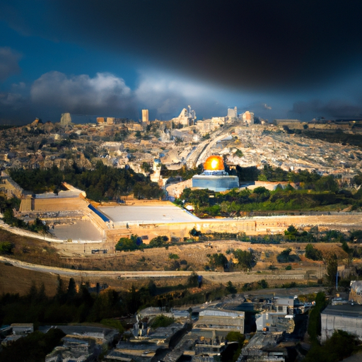 1. נוף פנורמי של ירושלים, המציג את האדריכלות והאתרים ההיסטוריים המגוונים שלה.