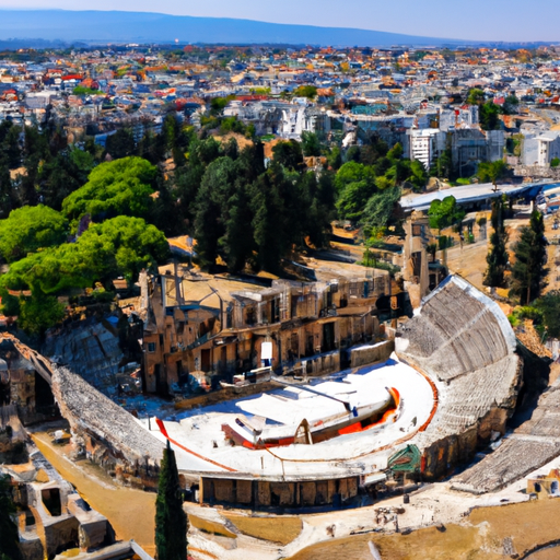 A panoramic shot of the Roman Theater and the Hippodrome, teeming with historical significance