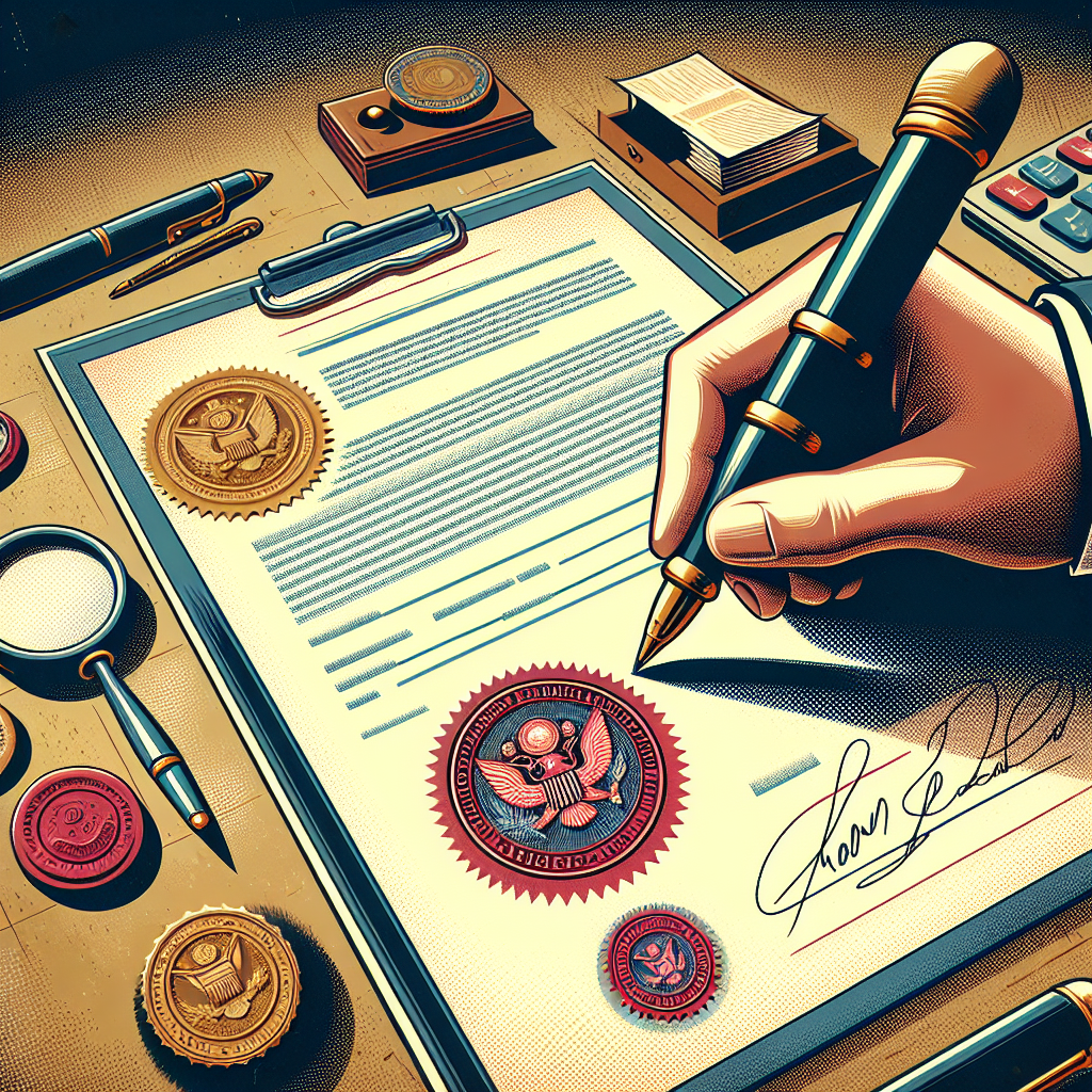 תמונה של תעודה רשמית שנחתמה על ידי נוטריון, המדגימה את החתימה והחותם.